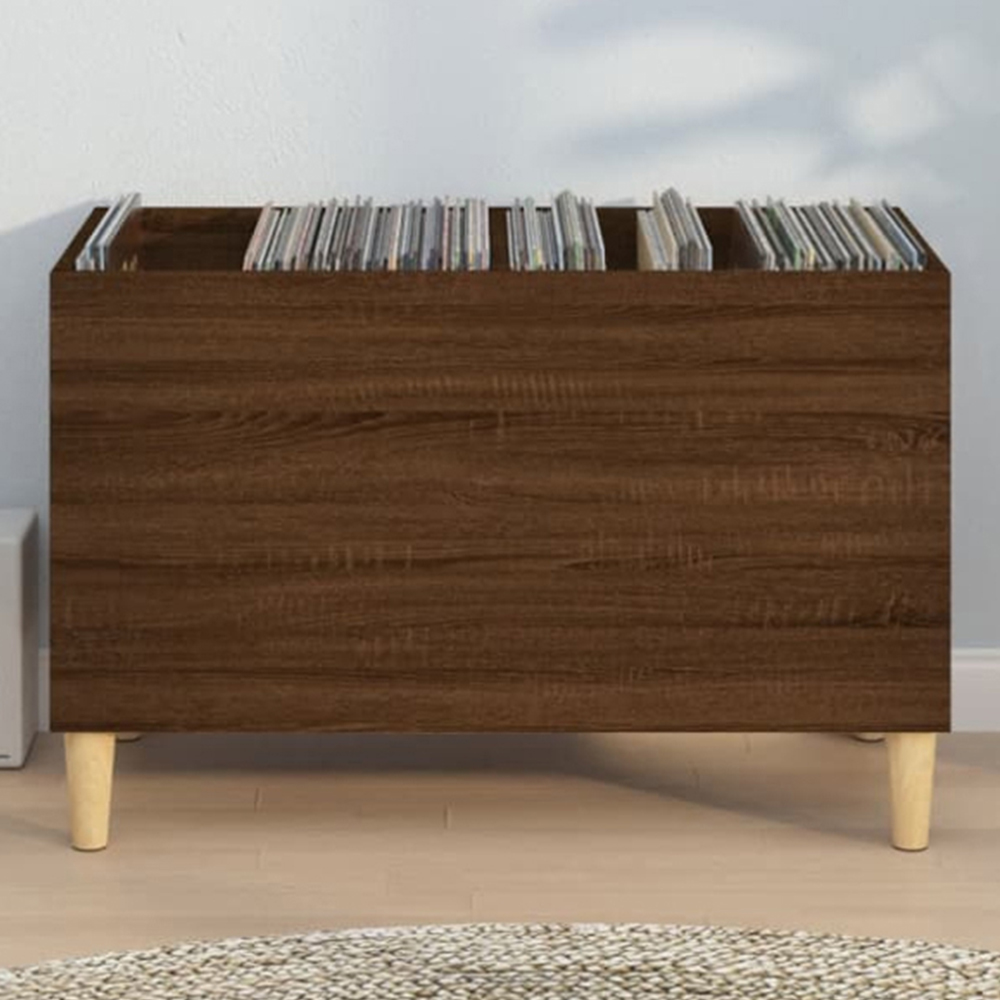 vidaXL Brown Oak Record Cabinet Image 1