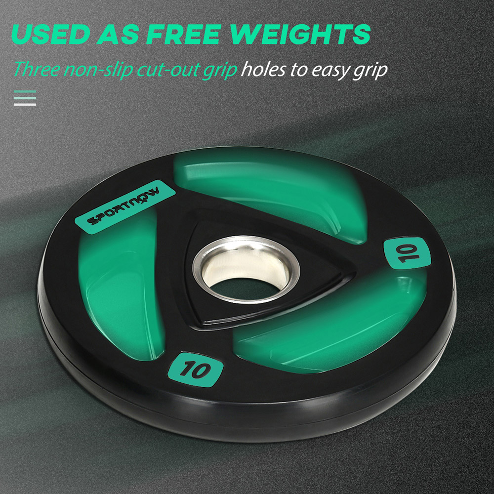 SPORTNOW Tri Grip Rubber Coated Olympic Weight Plate 10kg 2 Pack Image 4