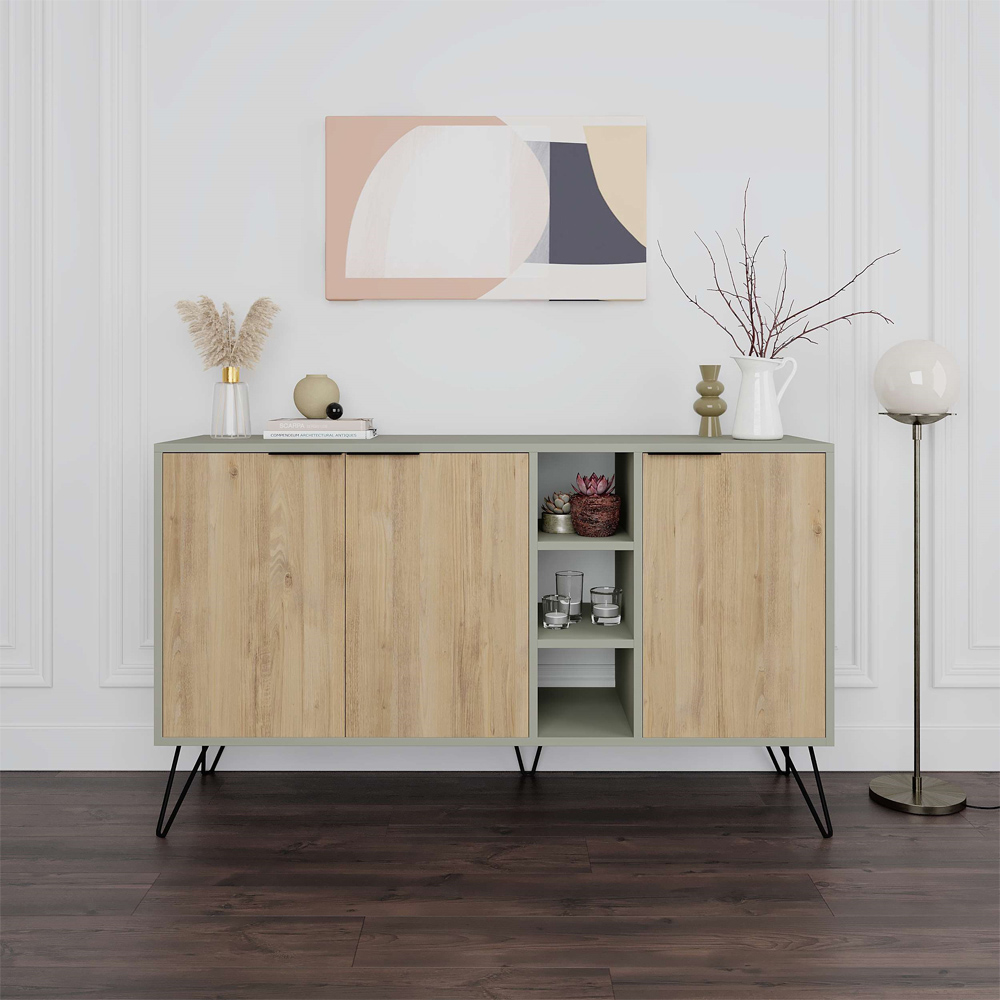 Decortie Clara Ash Green and Oak Console Sideboard Image 4