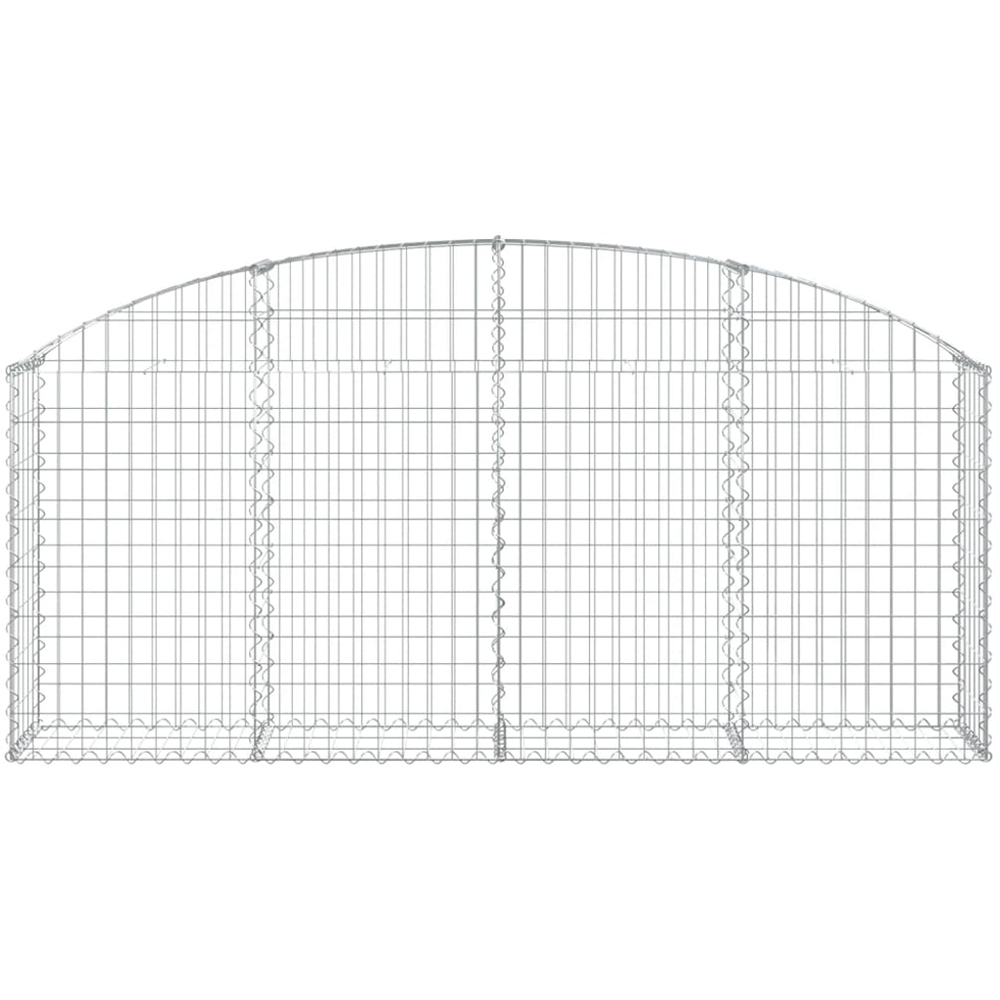 vidaXL Silver Galvanised Iron Arched Gabion Basket 200 x 30 x 80/100cm Image 2