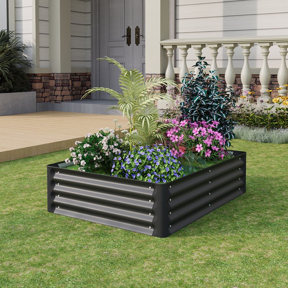 Living and Home Black Rectangular Galvanised Steel Raised Garden Bed 120 x 90cm Image 7