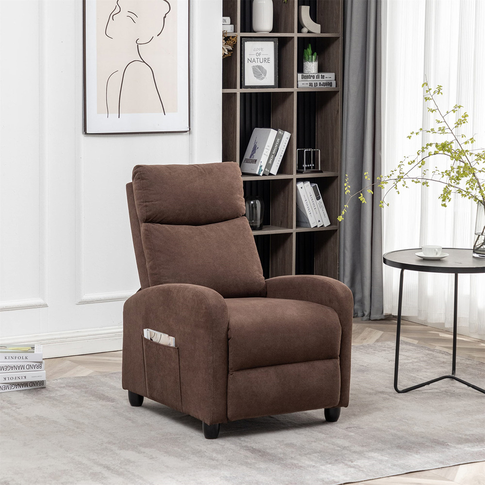 Furniture One Brown Velvet Pushback Massage Armchair Image 5