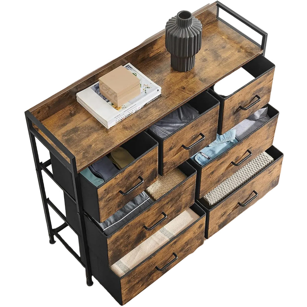 Modcraft 7 Drawer Single Shelf Rustic Brown Chest of Drawers Image 4