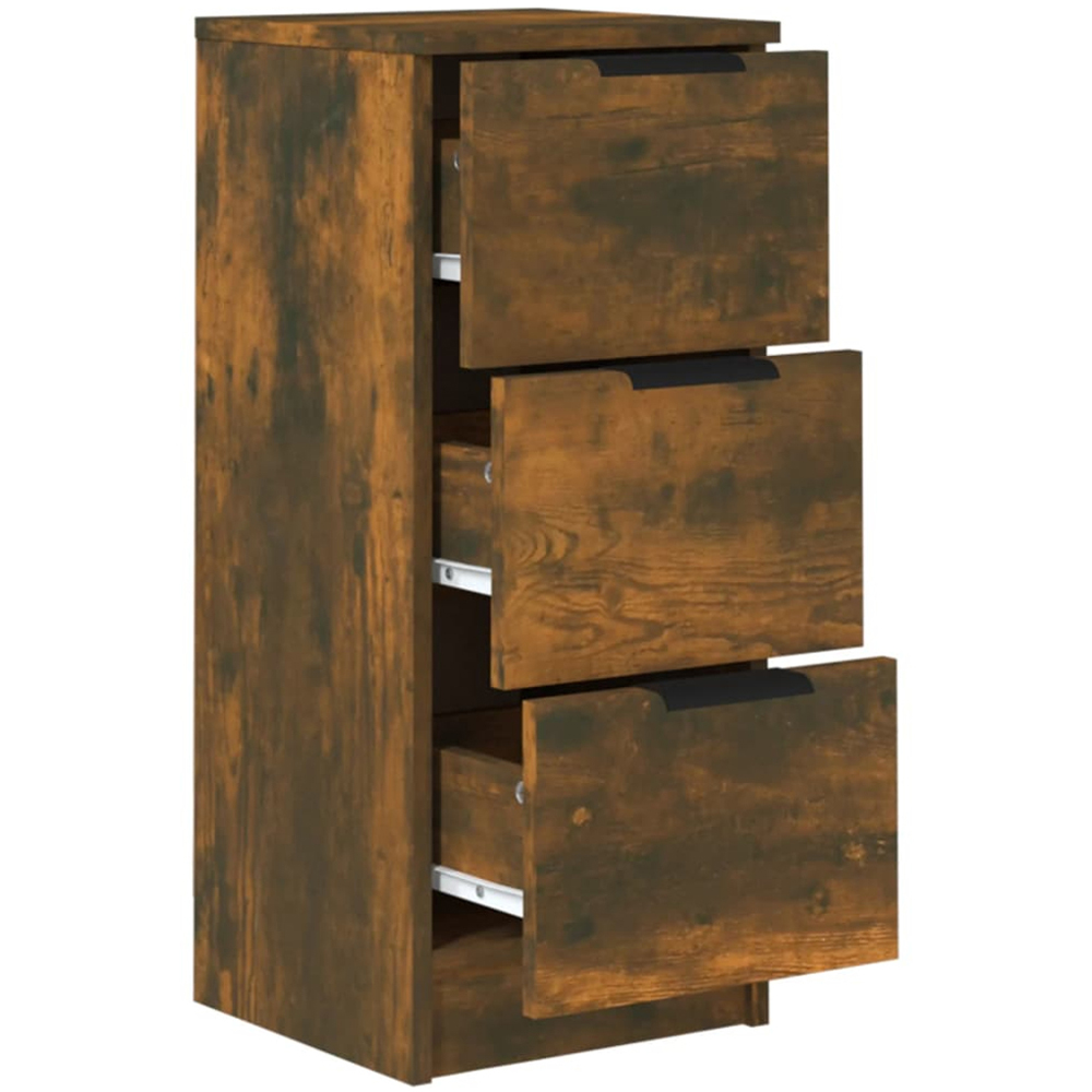 vidaXL 3 Drawer Smoked Oak Sideboard Set of 2 Image 7