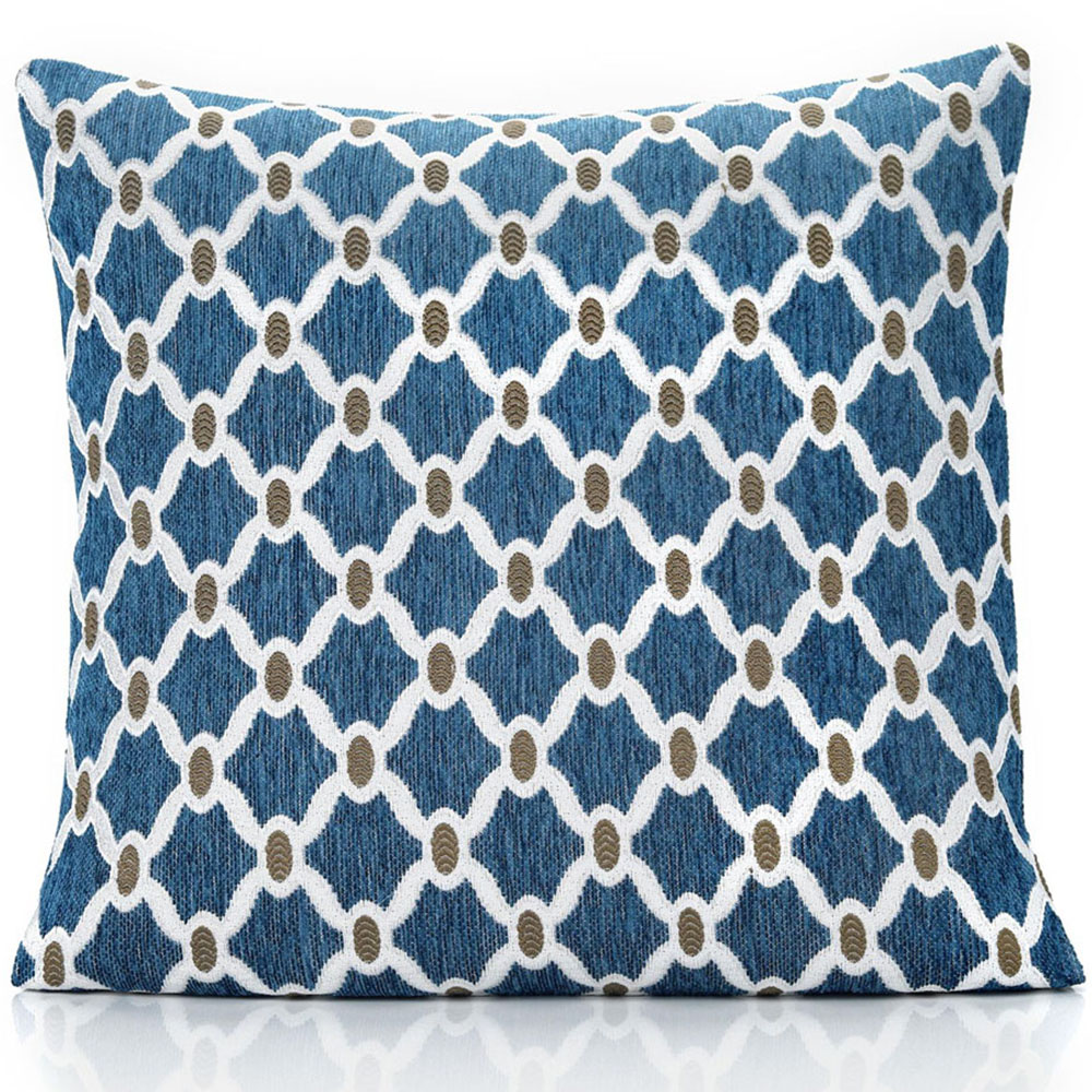Alan Symonds Berkeley Teal Chenille Geometric Cushion with Polyester Filled Pad 45 x 45cm 4 Pack Image 2