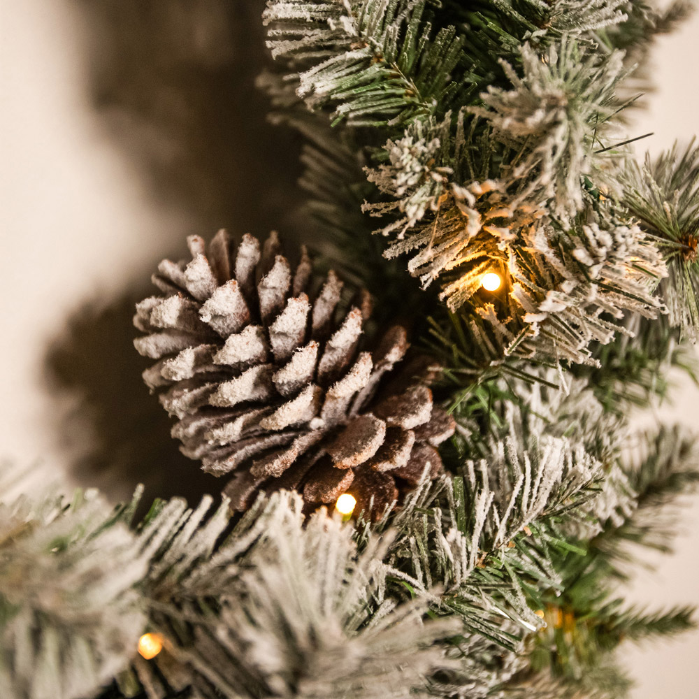 The Christmas Centre 50 Warm White LED Frosted Winterfold Fir Wreath with Pinecones 66cm Image 6