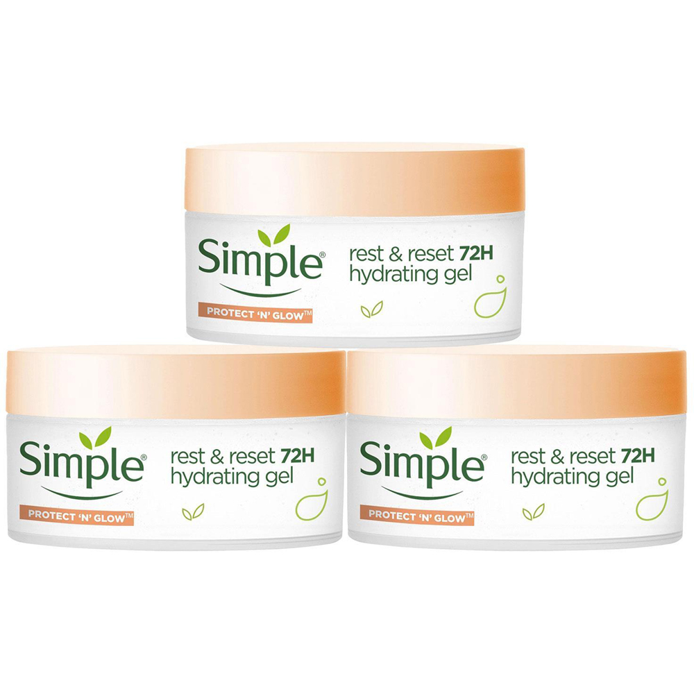 Simple Protect N Glow Rest and Reset 72H Hydrating Gel 50ml 3 Pack Image 1