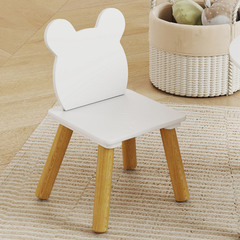 AIYAPLAY 2 Seater White Toddler Table and Chair Set with Centre Mesh Bag Image 4
