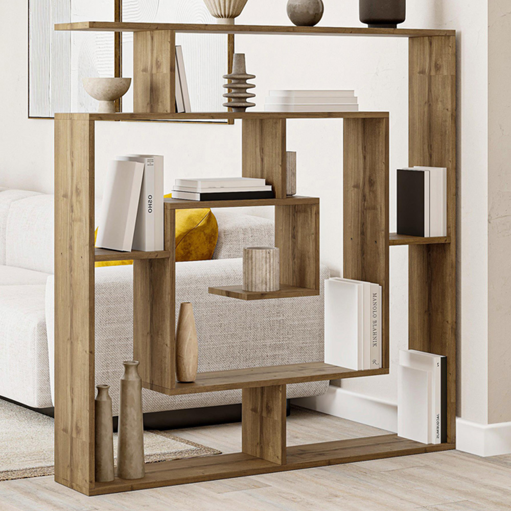 Labirent 5 Shelf Dark Oak Effect Maze Bookcase Image 1