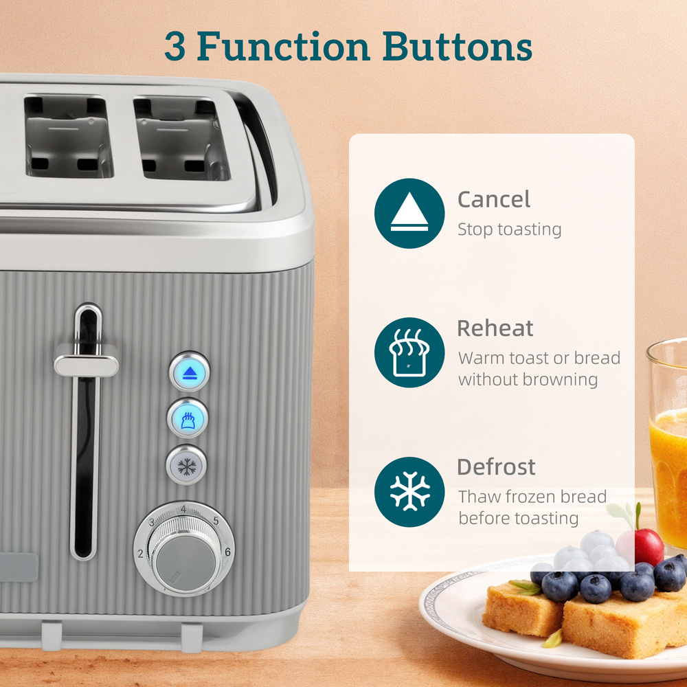 HOMCOM 800-266V70TN Tan 1.7L Rapid Boil Kettle 3000W and 4 Slice Toaster Set Image 6