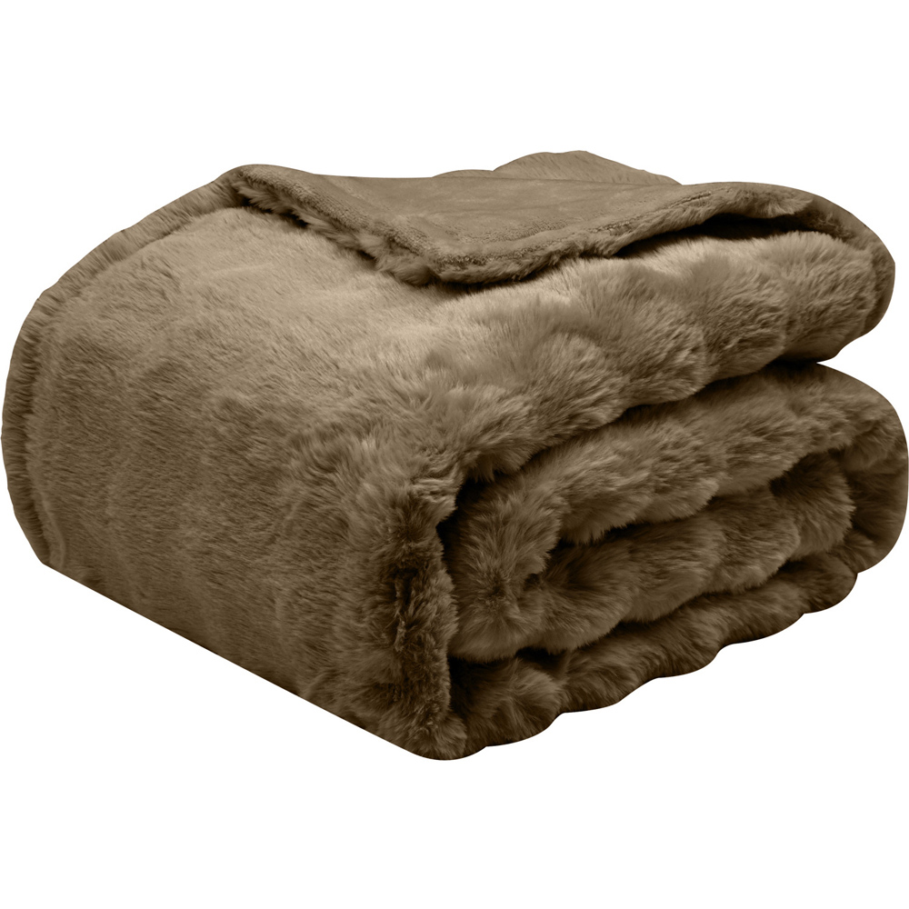 Electric Faux Fur Heated Throw Mocha Image 4