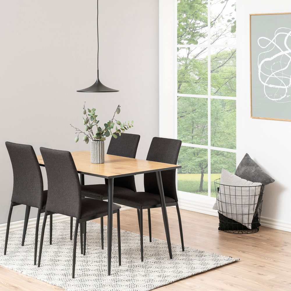 Florence Wilma 4 Seater Dining Table Oak and Black Image 5