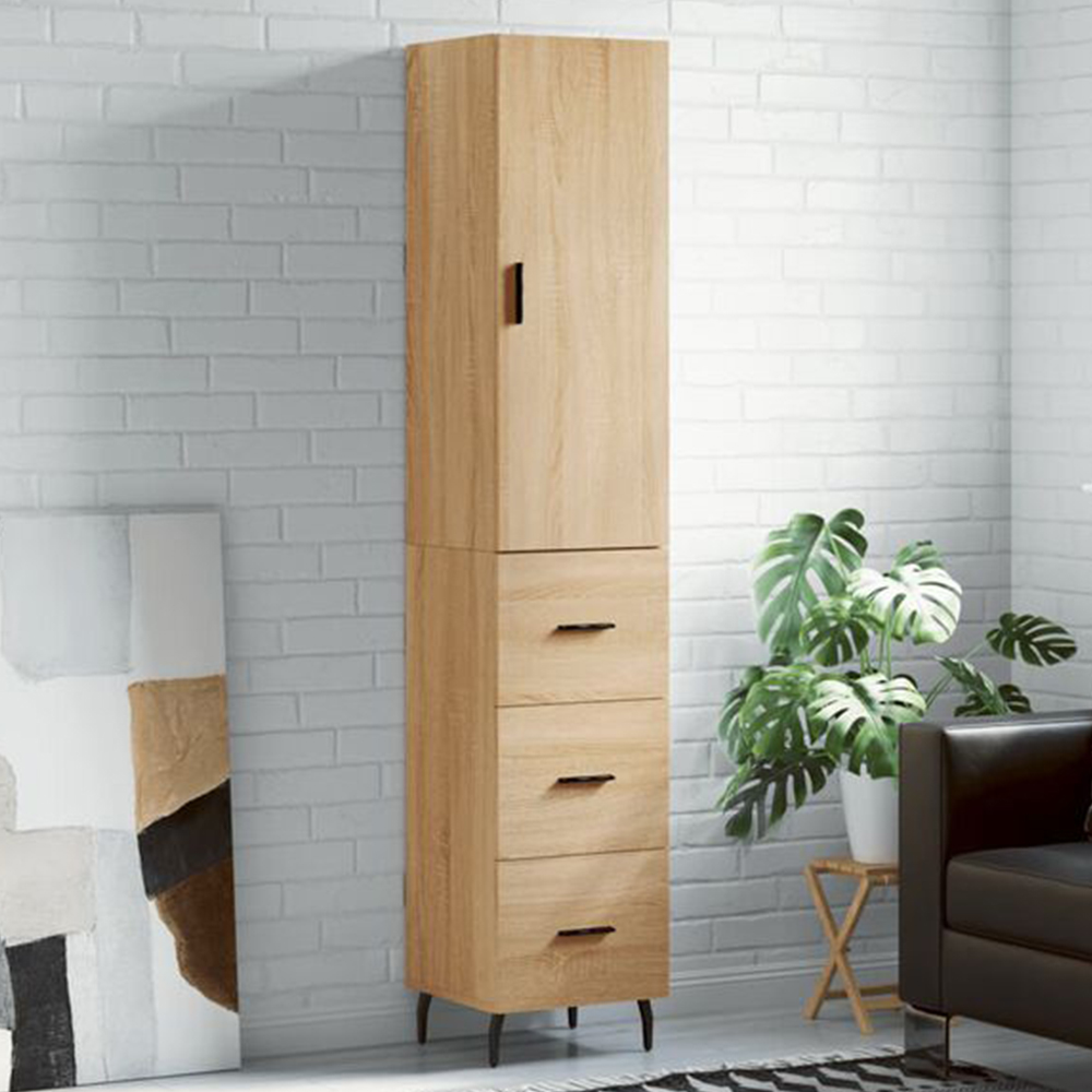 vidaXL Single Door 3 Drawer Sonoma Oak Highboard Image 1