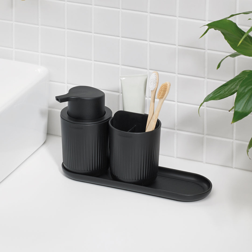 ReBorn 3 Piece Dark Grey Recycled Plastic Bathroom Set Image 2