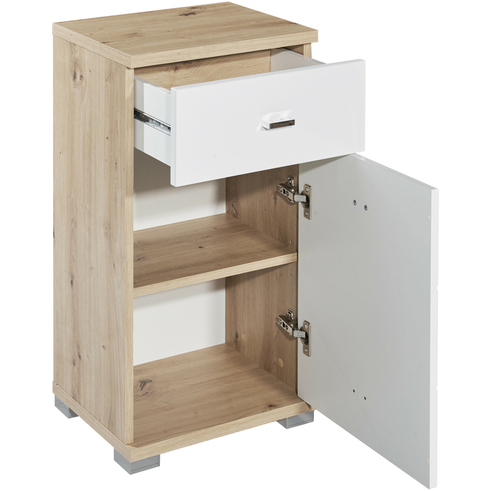 Julian Bowen Single Door Single Drawer White and Oak Storage Cabinet Image 3