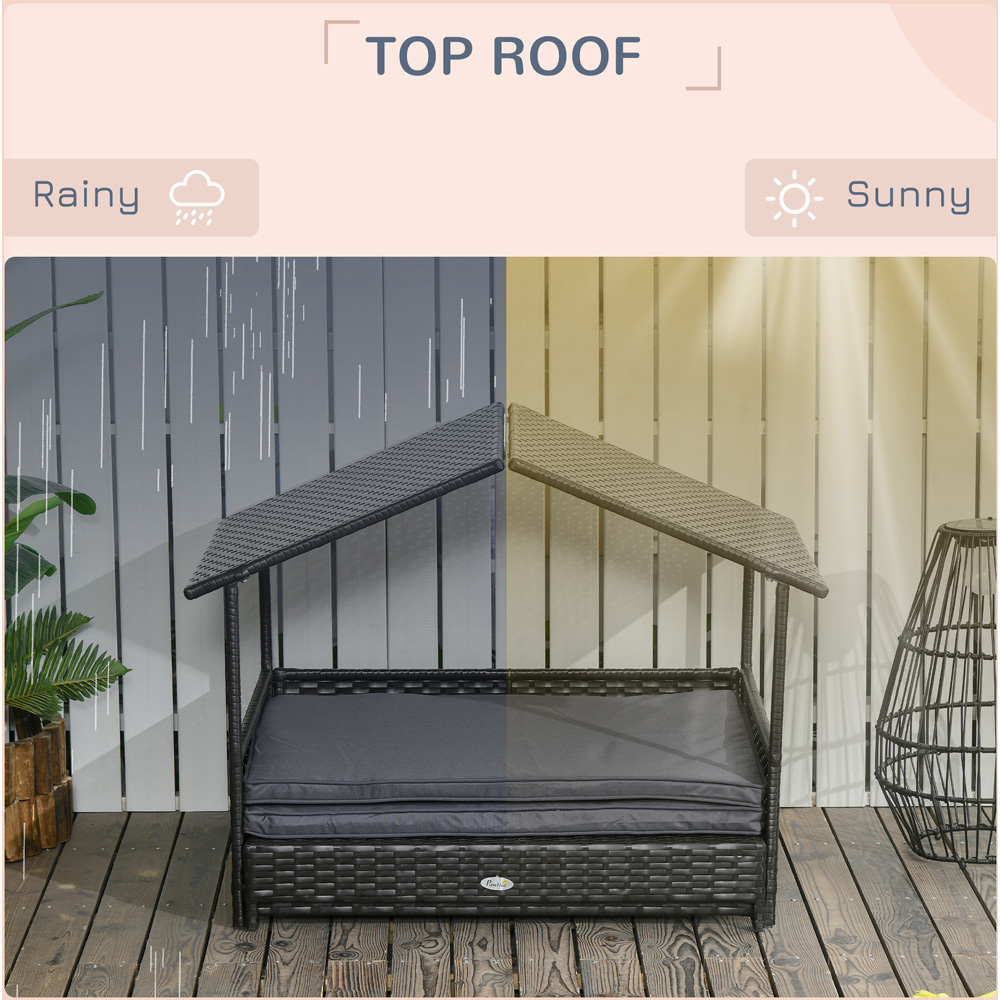 PawHut Grey Extendable Rattan Dog House Image 6