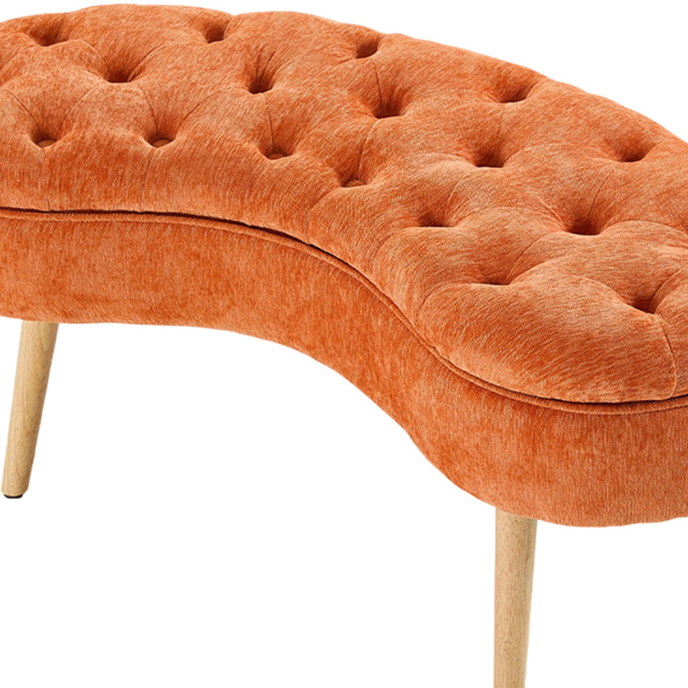Living and Home Orange Fabric Button Tufted Storage Bench with Removable Lid Image 4