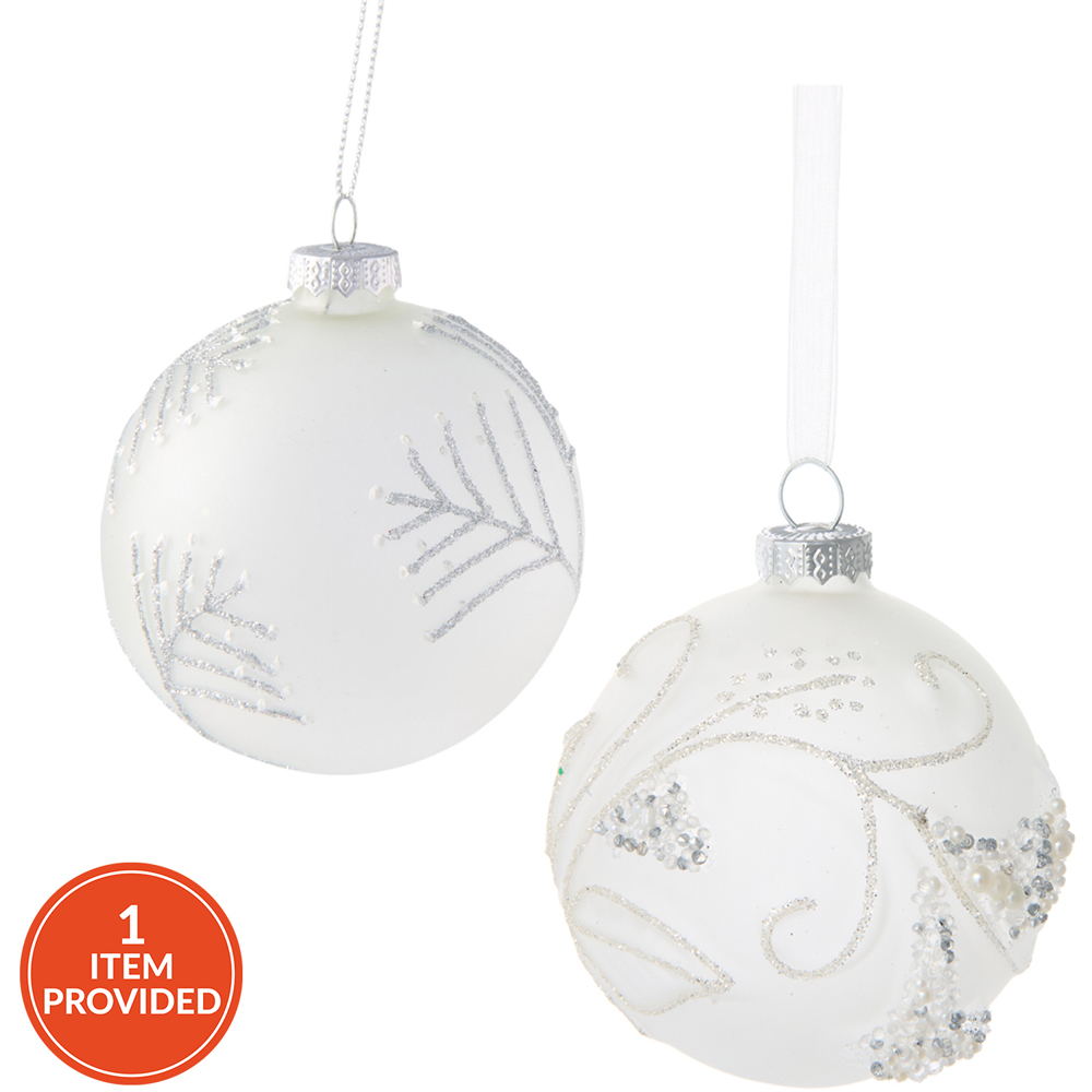 Frosted Glitter Patterned Bauble Image 1