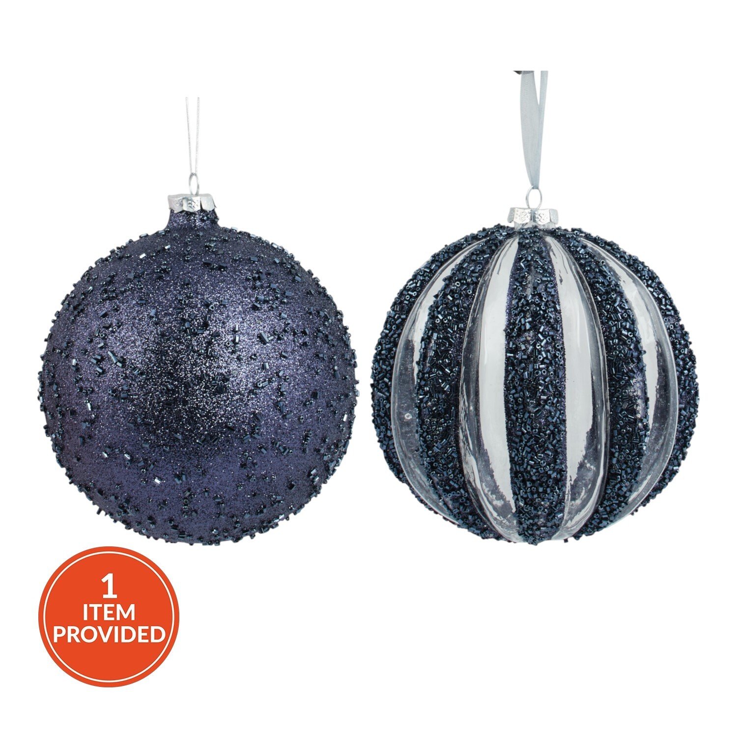 Large Navy Beaded Bauble Image 1