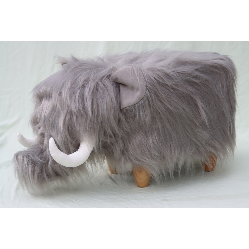 Gardeco Tundra The Woolly Mammoth Grey Synthetic Fur Footstool Image 4