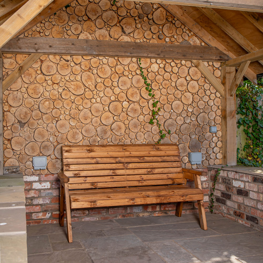 Samuel Alexander 3 Seater Rustic Wooden Garden Bench Image 4