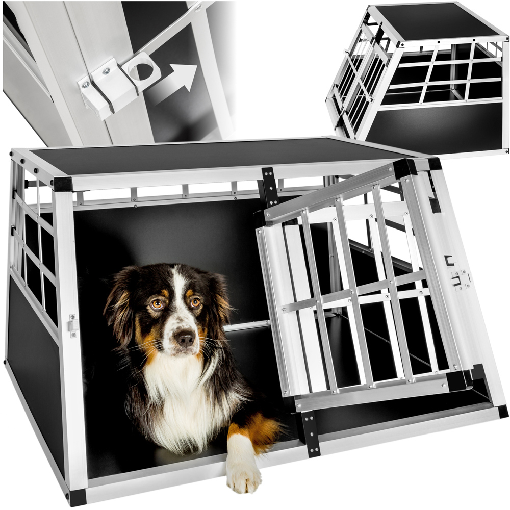 tectake Black Lockable Dog Crate Image 2
