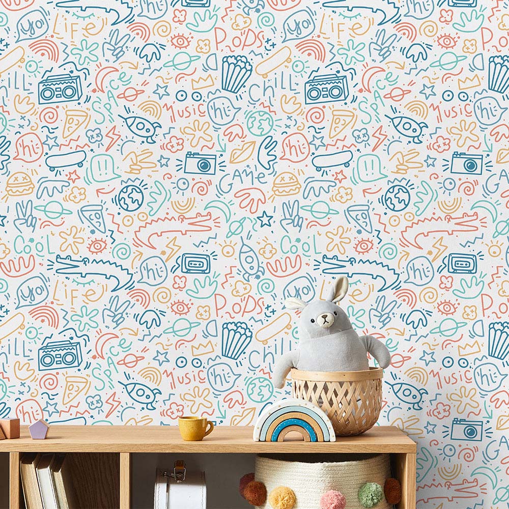 Muriva Doodle Multi Wallpaper Image 2