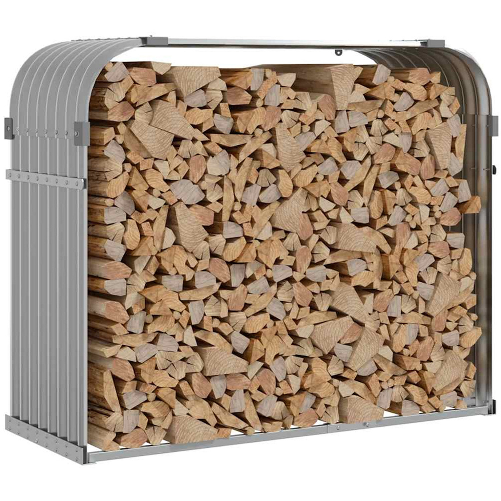 vidaXL Grey Galvanised Steel Firewood Log Holder 100 x 120 x 45cm Image 2