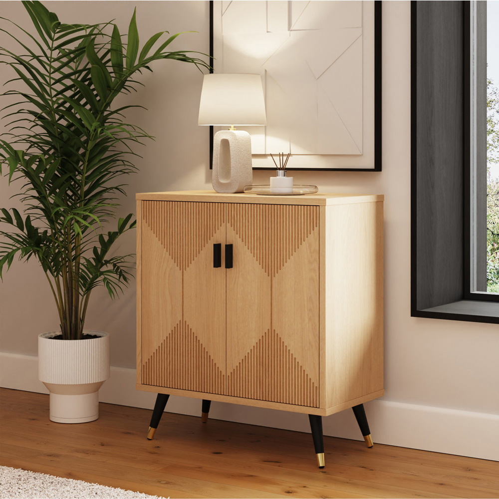GFW Amara 2 Door Oak Geometric Accent Sideboard Image 7