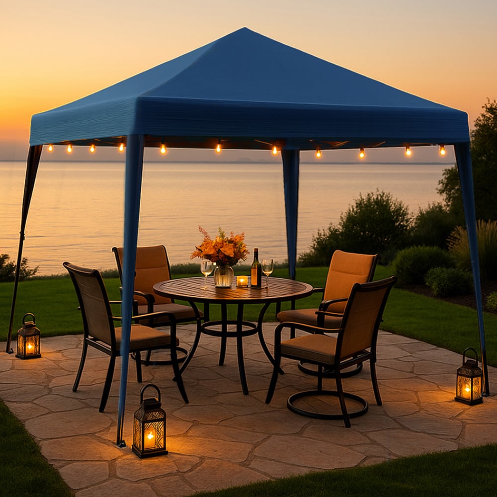 Home Source 2 x 2m Blue Easy Up Garden Outdoor Gazebo with Bag Image 1