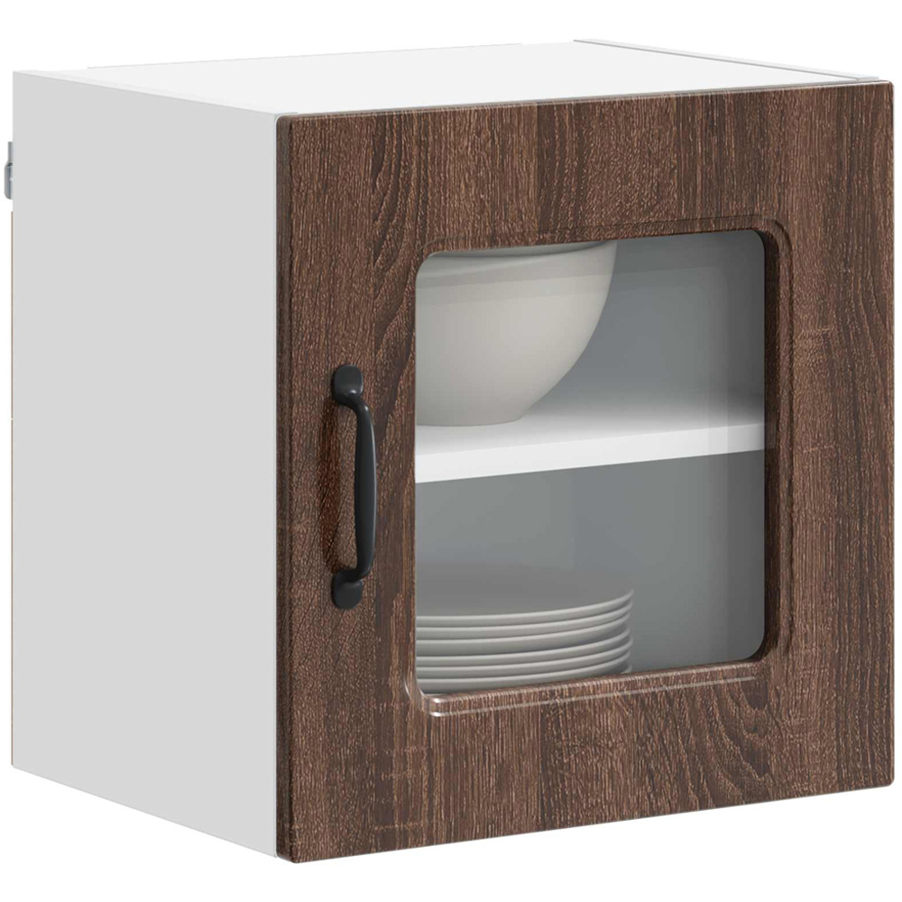 vidaXL Kalmar Single Glass Door Brown Oak Wall Mounted Kitchen Cabinet Image 3
