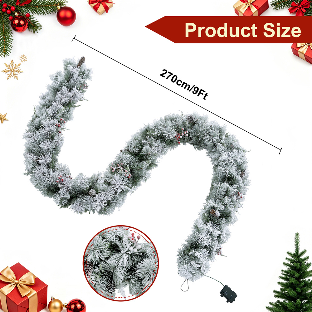 Festive Christmas 70 Warm White LED Aurora Winter Glow Christmas Garland 270cm Image 4