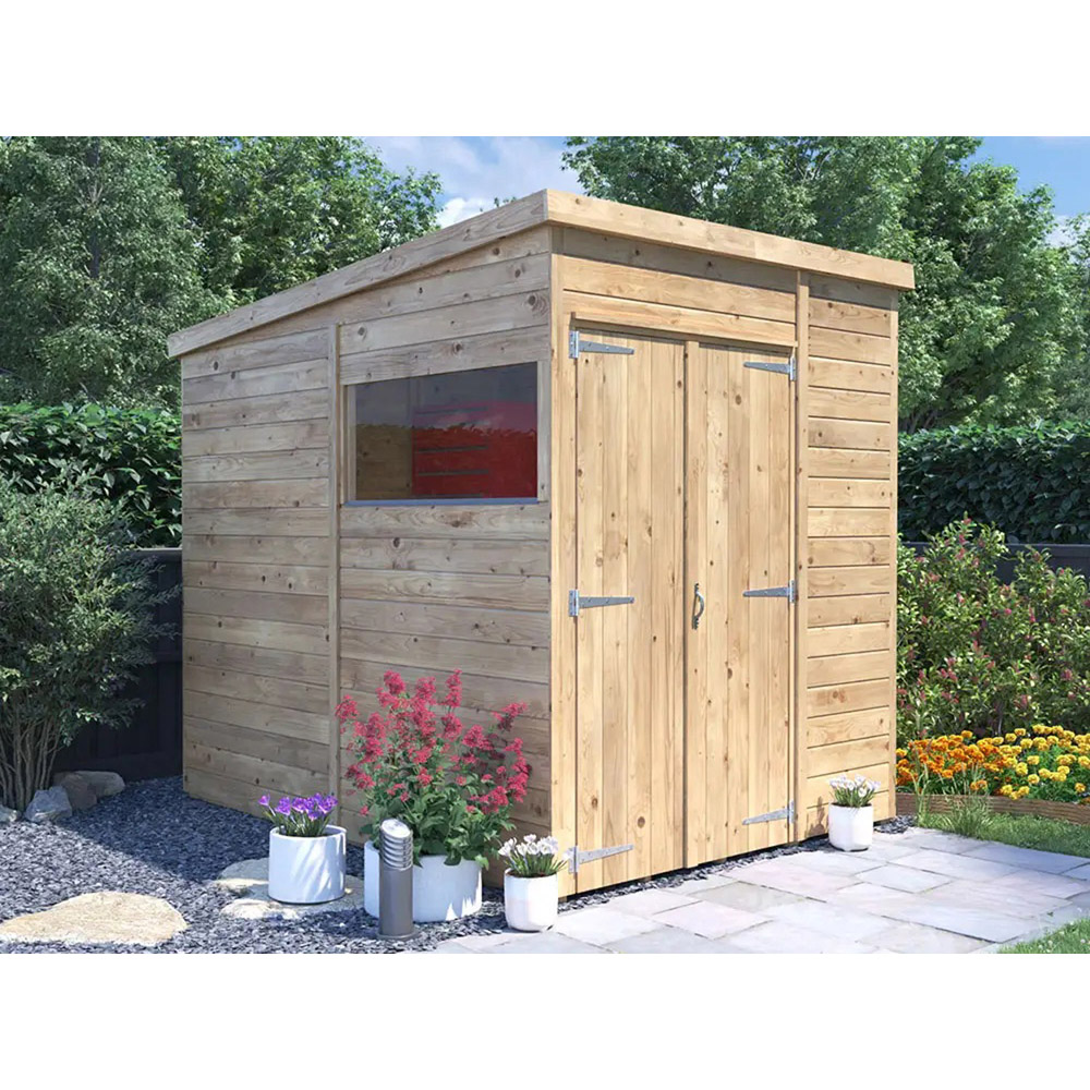 Dunster House Overlord 6 x 8ft Modular Brown Pent Bike Shed Image 3