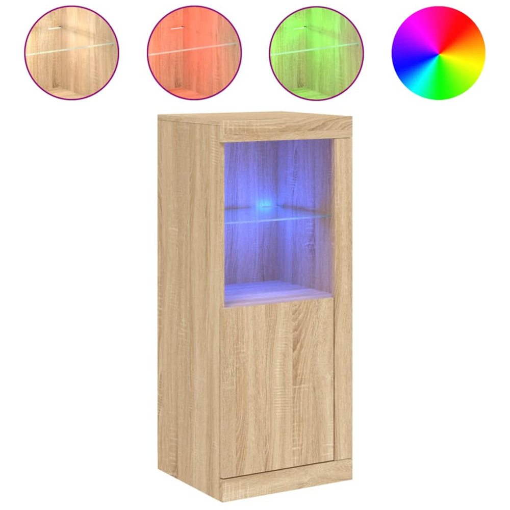 vidaXL Single Door 2 Shelf Sonoma Oak Sideboard with RGB LED Lights Image 2