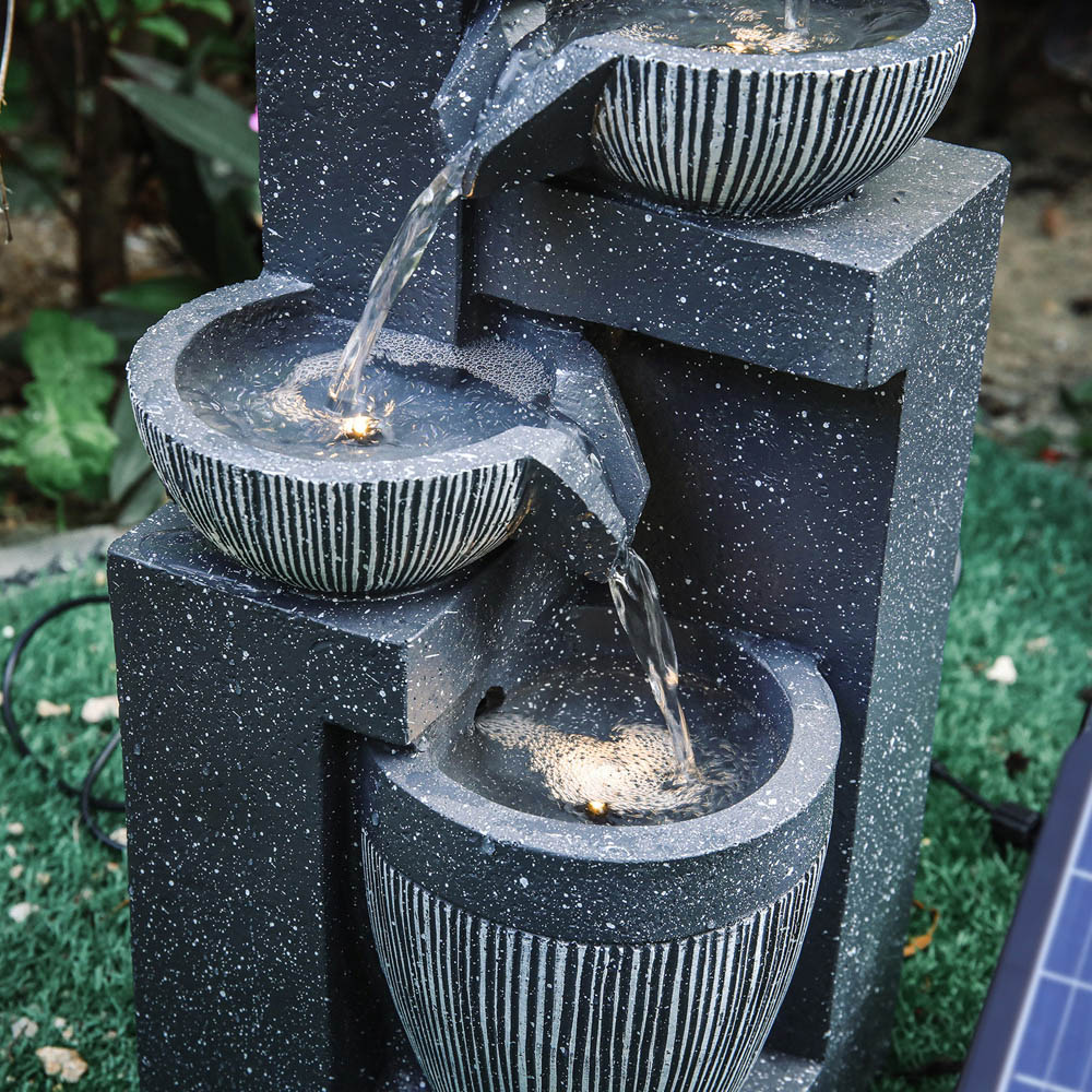 Living and Home Multi Tier Grey Rockery Fountain with LED Light Image 7