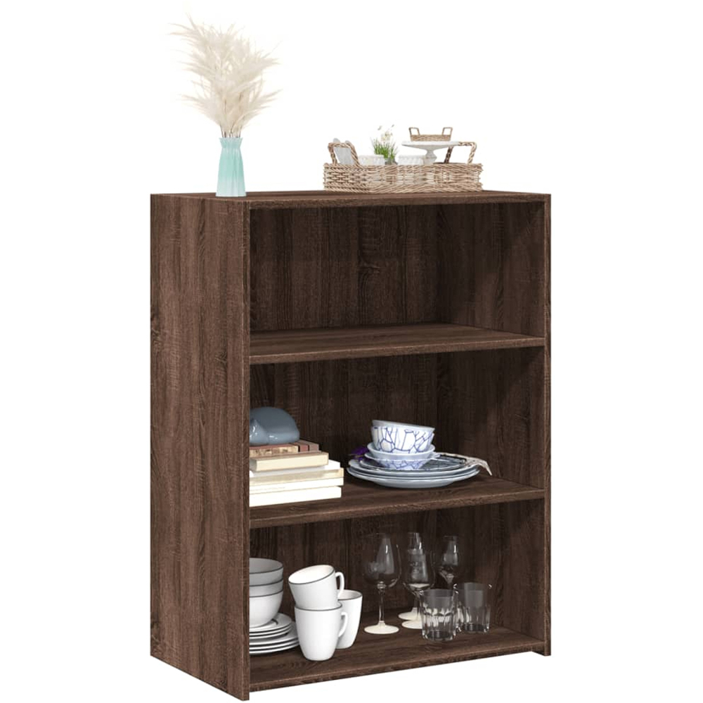 vidaXL 3 Shelf Brown Oak Wide Sideboard Image 3