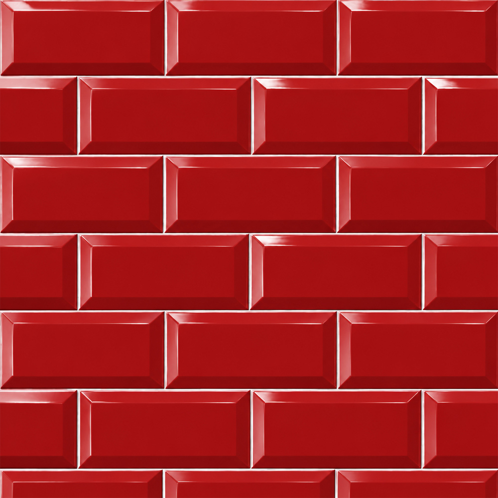 Go Bathrooms Metro Glossy Red Ceramic Wall Tile 100 x 200mm 50 Pack Image 3