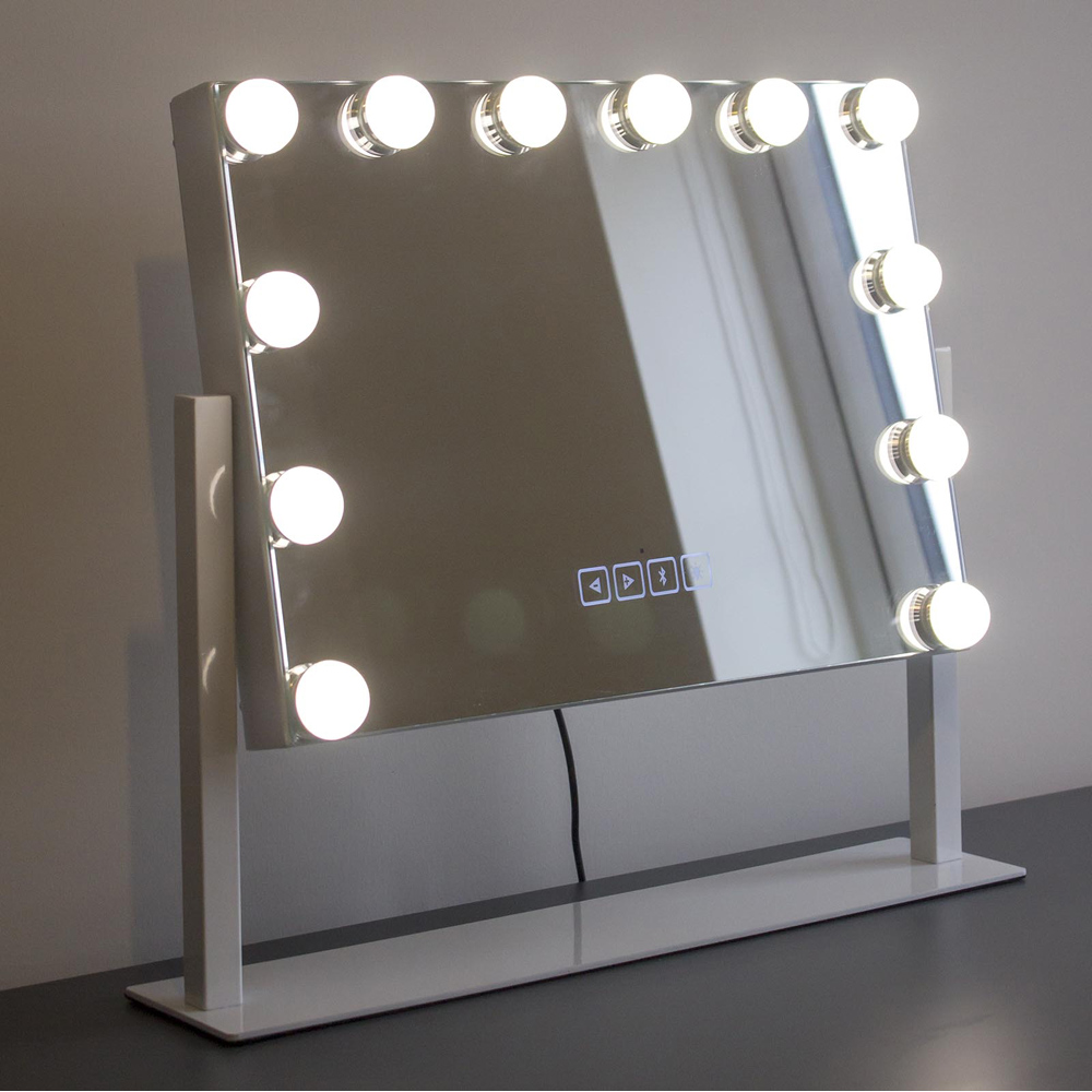 Jack Stonehouse White Vivien Hollywood Vanity Mirror with 12 LED Bulbs Image 4