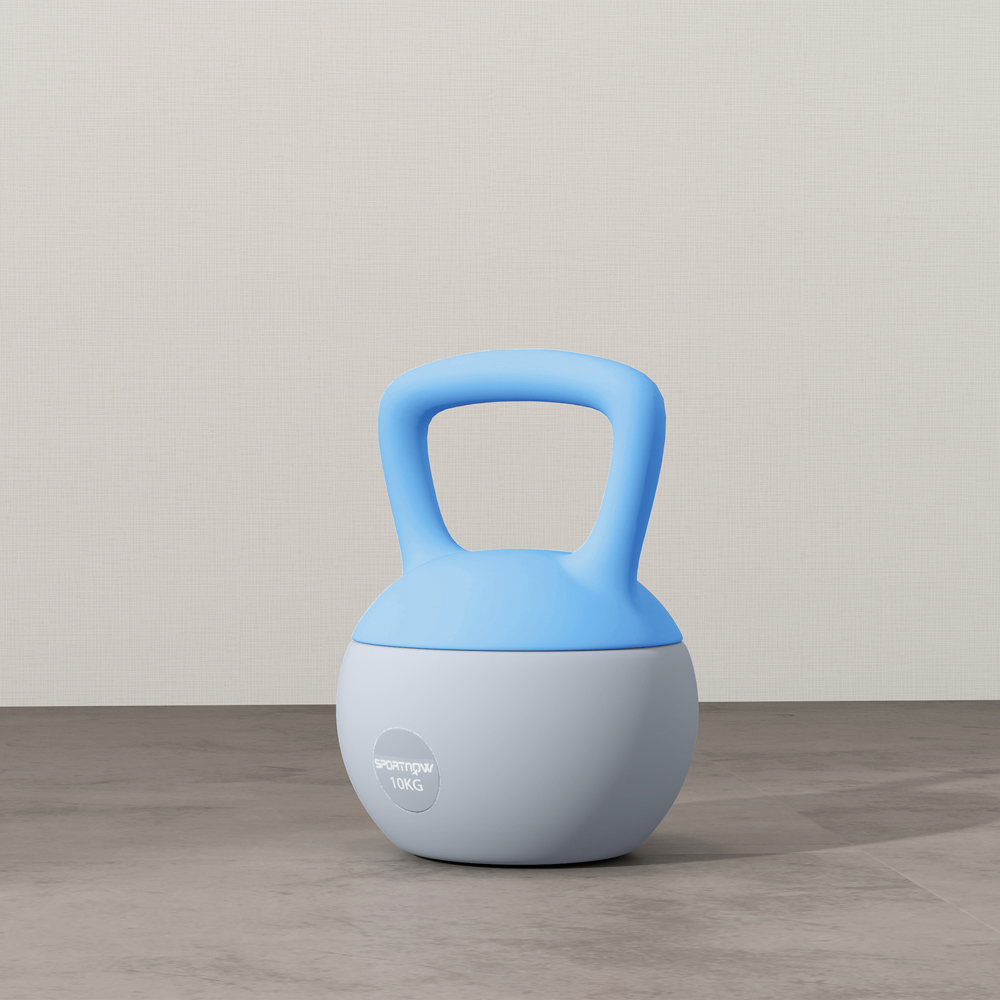 SPORTNOW Light Blue and Grey Kettlebell with Soft Body and Non-Slip Handle 10kg Image 3