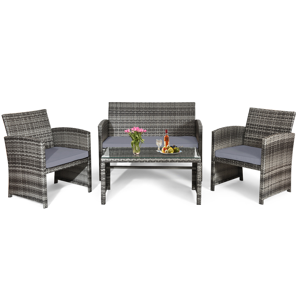 Costway 4 Piece Grey Patio Furniture Set Image 3