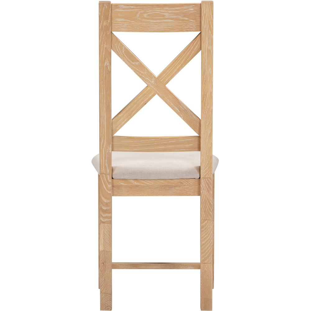 Seconique Windsor Sey of 2 Natural Oak and Oat Fabric Cross Back Dining Chair Image 4