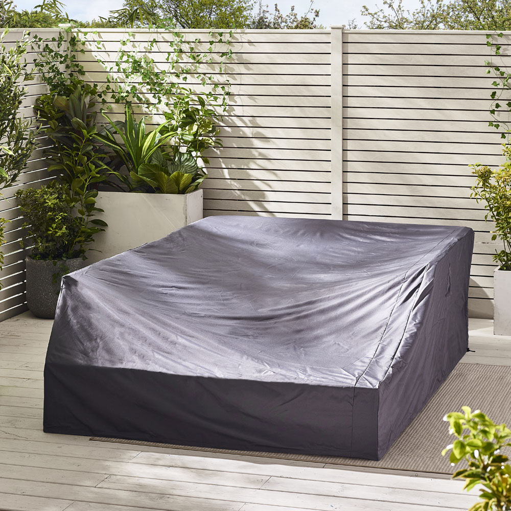 Furniturebox Bermuda Wood Effect, Olive and White Metal 6 Seater Outdoor Sofa Set Image 6