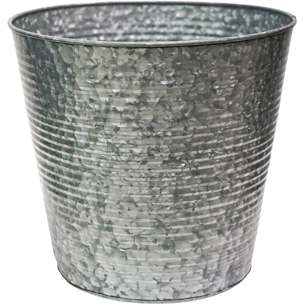 Ivyline Ribbed Galvanised Planter 37cm Image 1