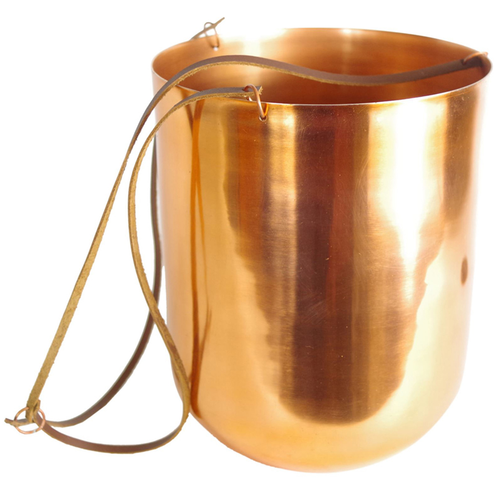 Leaf Artificial Evergreen Fern Plant in Hanging Copper Planter 60cm Image 2