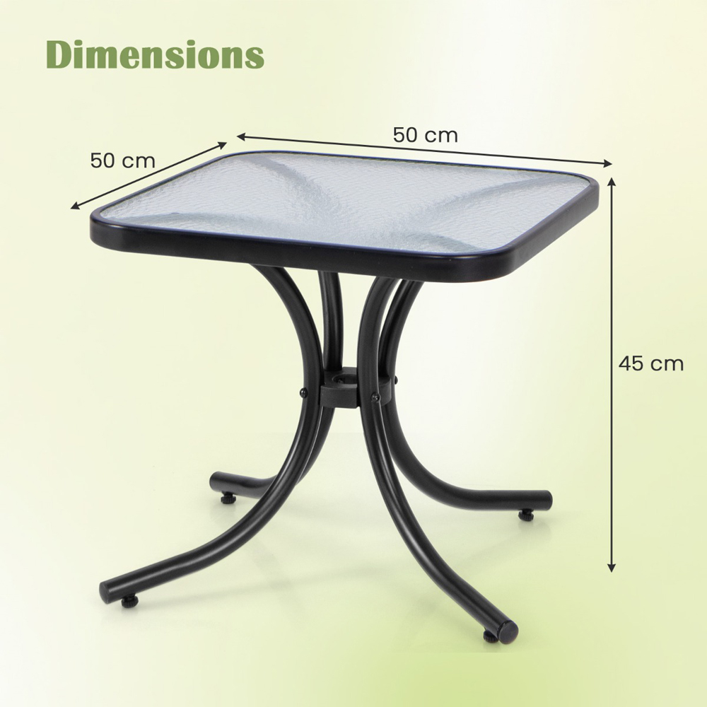 Costway Black Tempered Glass Top Patio Table Image 7