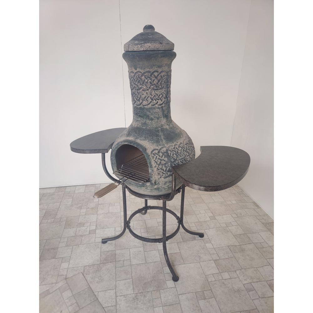 Gardeco BBO-C8E.03 Grill Lava Stones and Cradle Clay Chiminea BBQ Bundle Image 5
