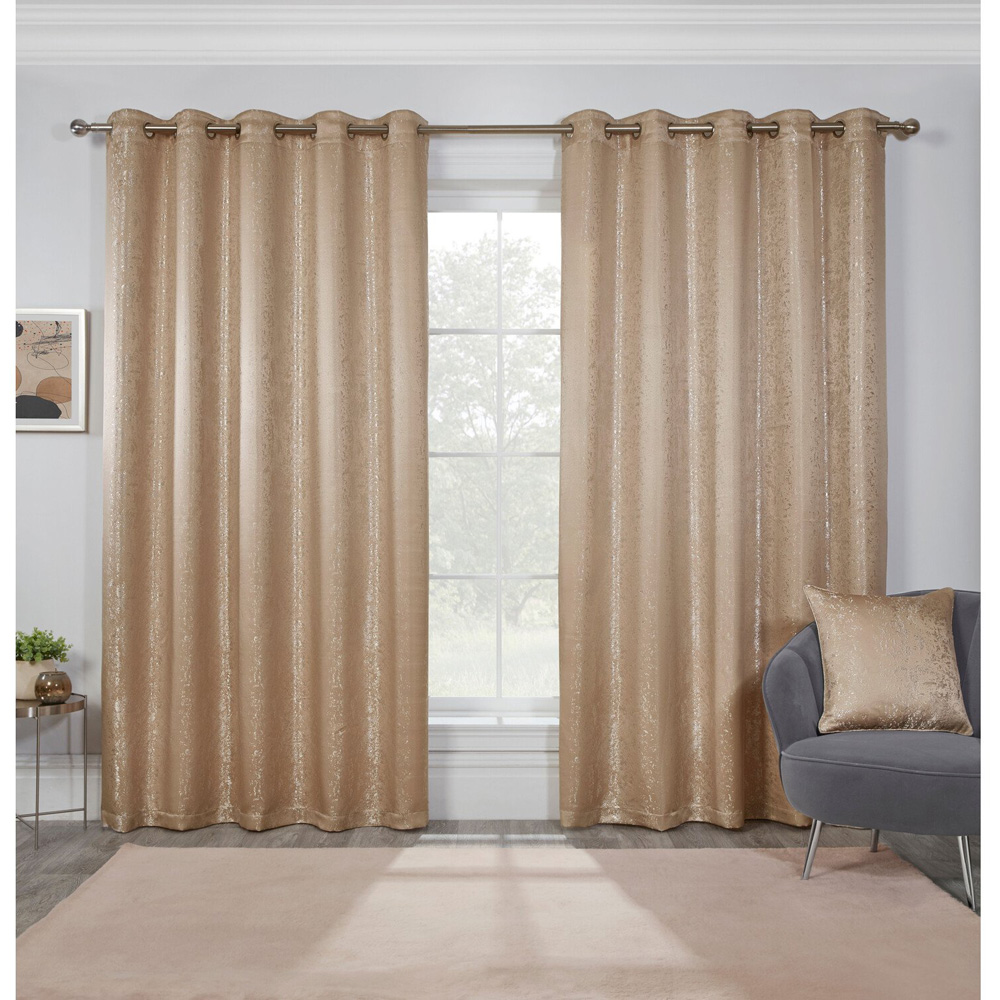 Divante Serene Champagne Jacquard Eyelet Curtains 229 x 229cm Image 6