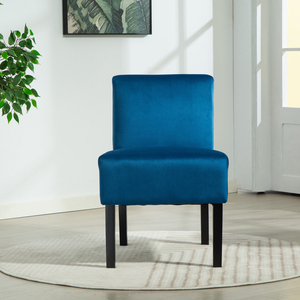 Artemis Home Valina Velvet Fabric Blue Accent Chair Image 2