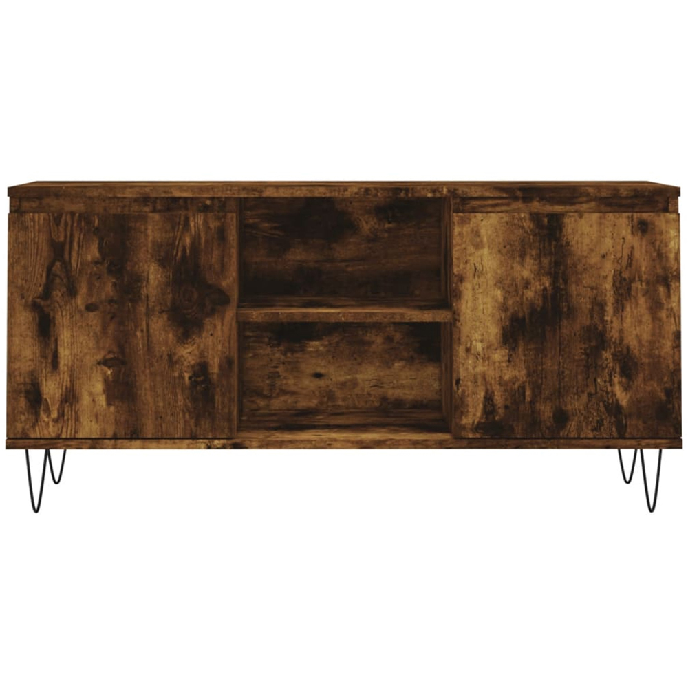 vidaXL 2 Door 2 Shelf Smoked Oak Wide TV Cabinet Image 5