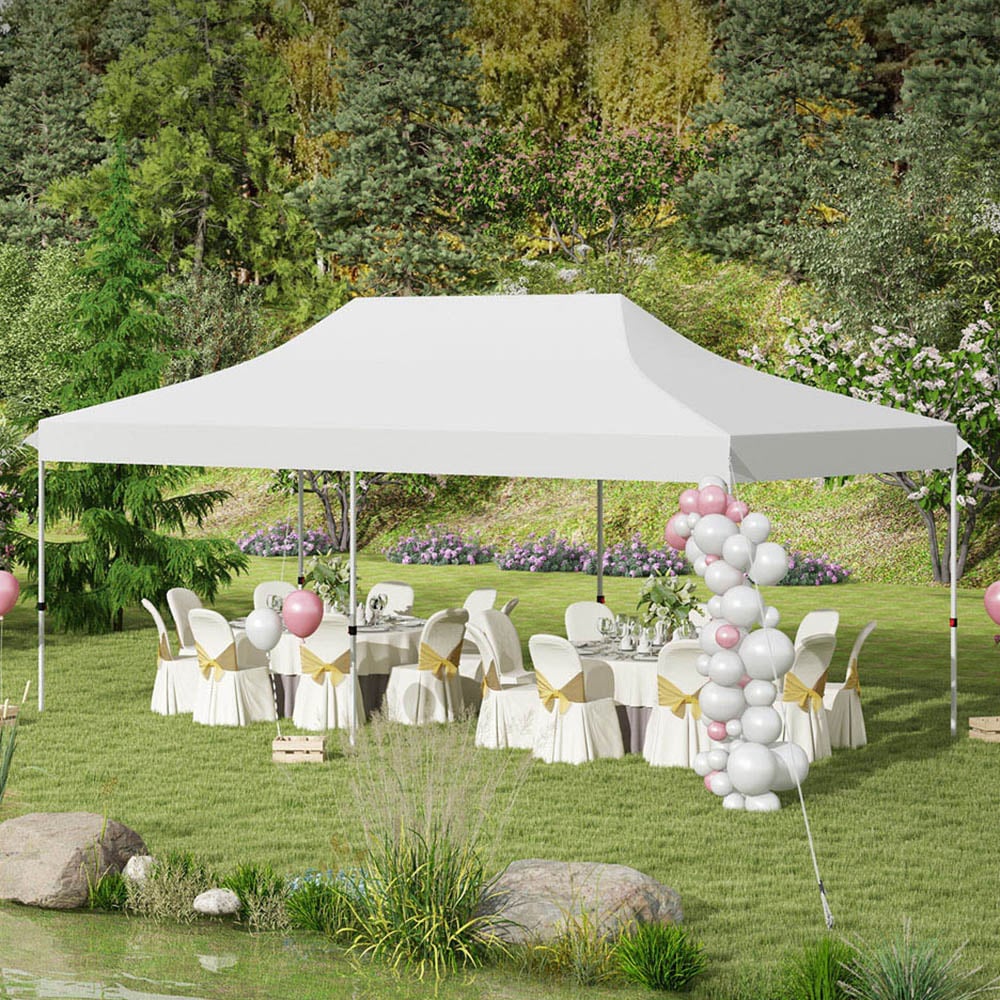 Costway 3 x 6m White Canopy Tent with Carry Bag Image 1